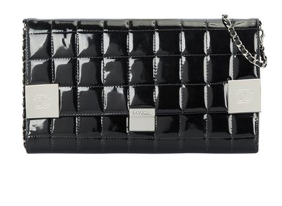 Chocolate Bar Clutch on Chain, front view